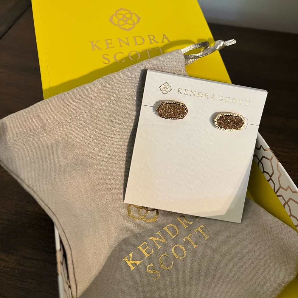 Ellie Rose Gold Stud Earrings in Rose Gold Drusy Kendra Scott